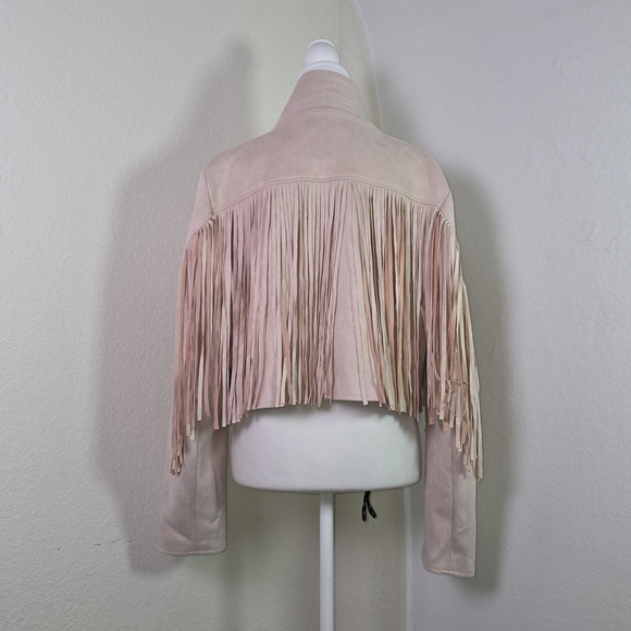 NWT Wisteria Lane Los Angeles Pink Fringe Suede Jacket Western Boho Size Large - Picture 5 of 13